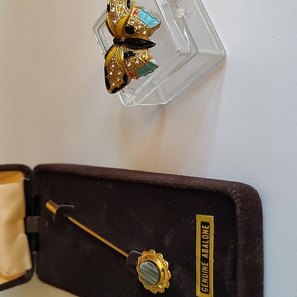 Abalone and Butterfly Pin Lot of 2 - Picture 2 of 6